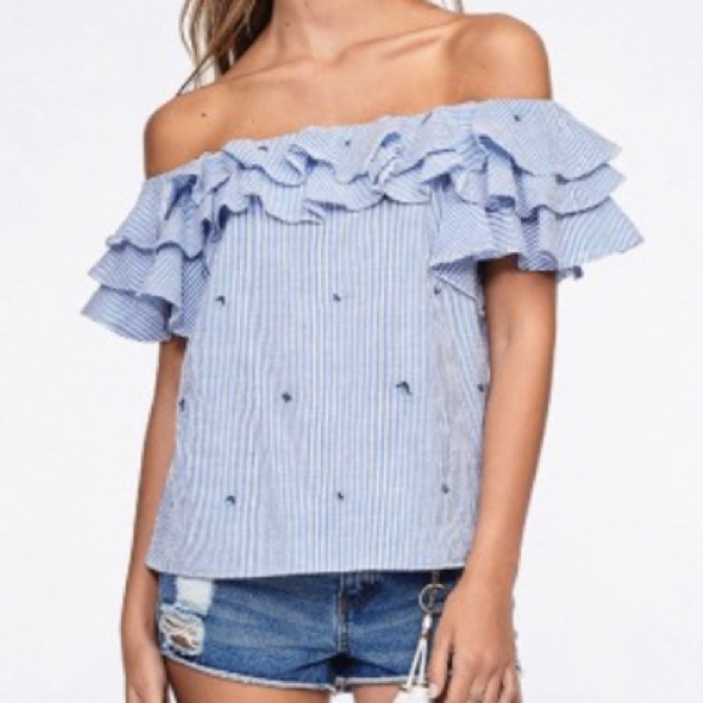 Blue Off-the-shoulder top - Castro